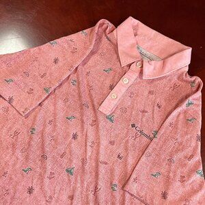 Mens Columbia OmniShade Hawaiian Tropical Golf Performance Polo Shirt (Medium)